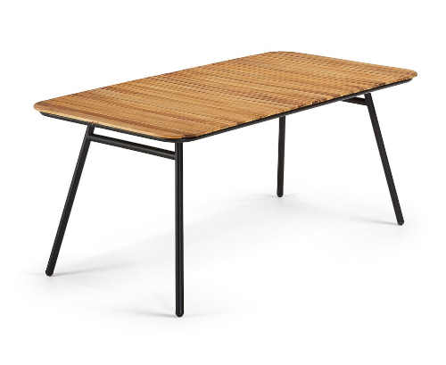 Obdélníkový stůl z kovu a akáciového dřeva