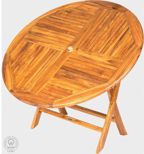 dřevěný kulatý zahradní stůl